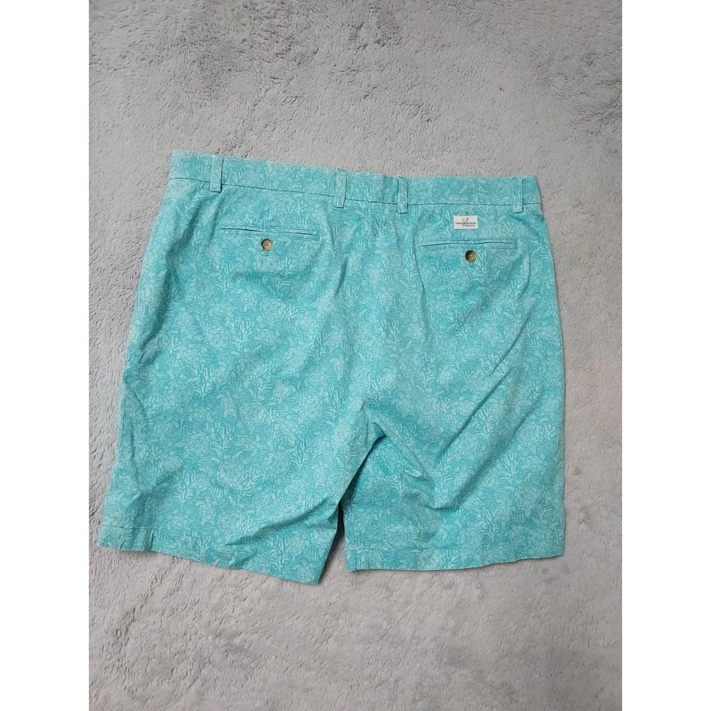 Vineyard Vines Shorts Mens 40 Breaker Short Sea Turtle Coral Print Teal Blue